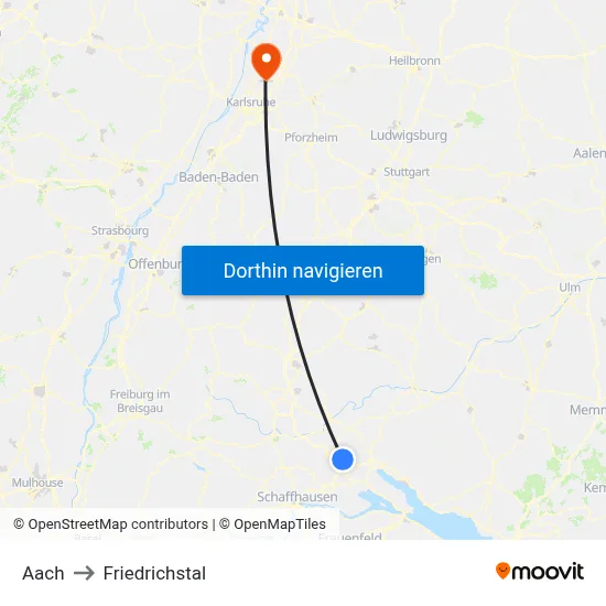 Aach to Friedrichstal map