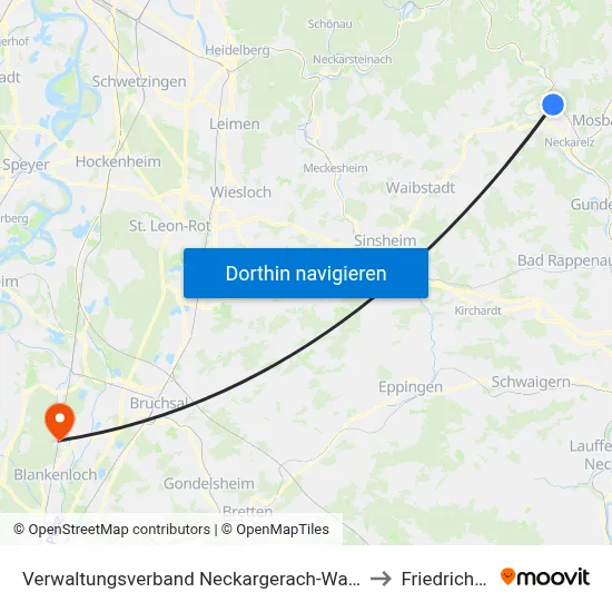 Verwaltungsverband Neckargerach-Waldbrunn to Friedrichstal map