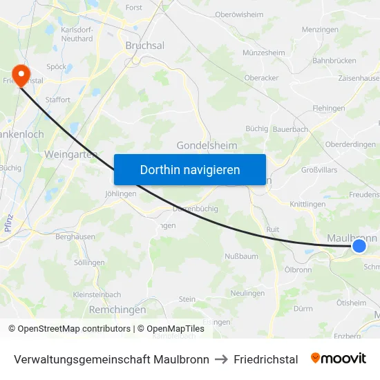 Verwaltungsgemeinschaft Maulbronn to Friedrichstal map