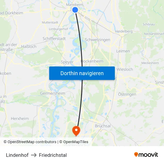Lindenhof to Friedrichstal map