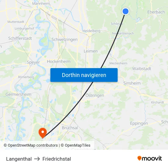 Langenthal to Friedrichstal map