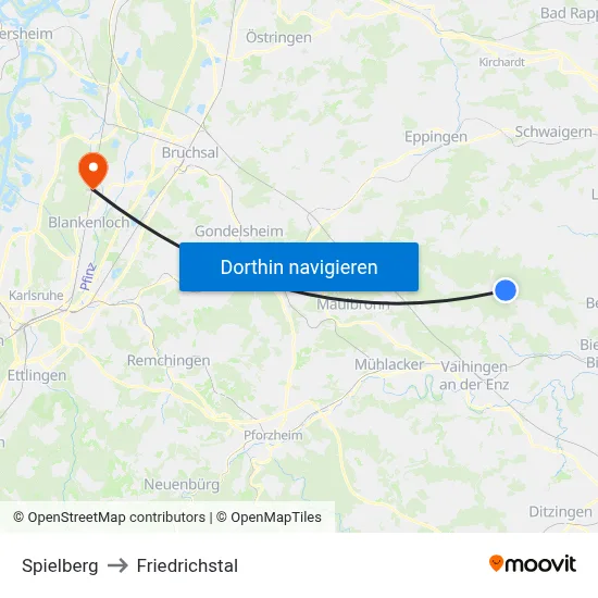 Spielberg to Friedrichstal map