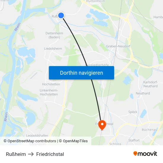 Rußheim to Friedrichstal map