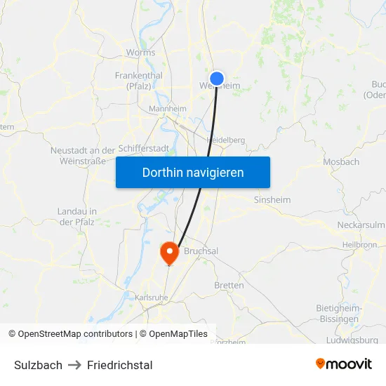 Sulzbach to Friedrichstal map