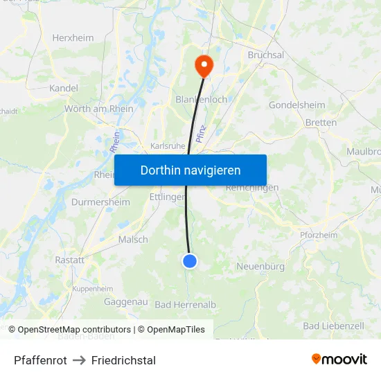 Pfaffenrot to Friedrichstal map