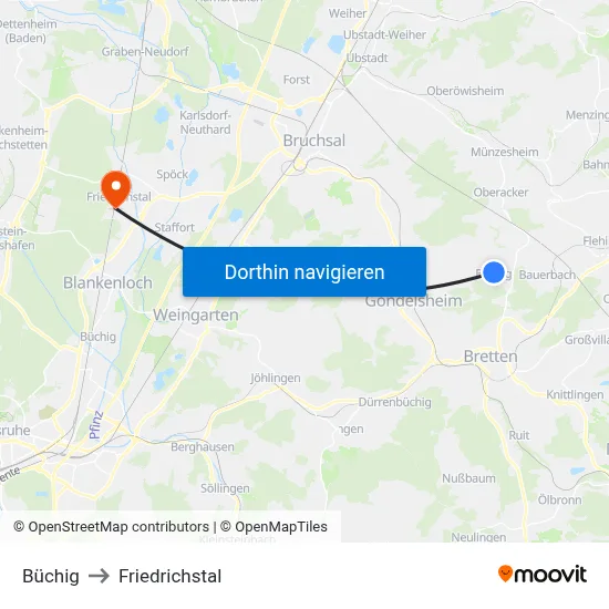 Büchig to Friedrichstal map