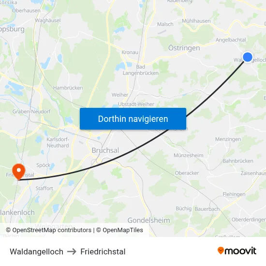 Waldangelloch to Friedrichstal map