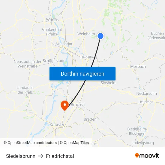 Siedelsbrunn to Friedrichstal map