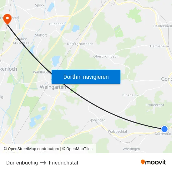 Dürrenbüchig to Friedrichstal map