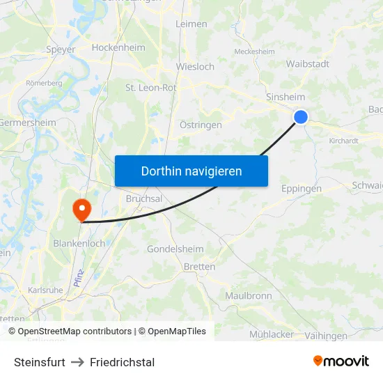 Steinsfurt to Friedrichstal map