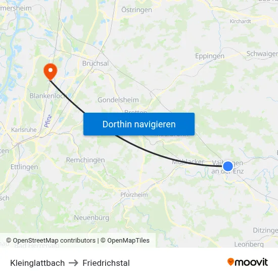 Kleinglattbach to Friedrichstal map