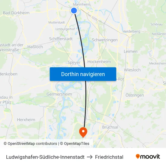 Ludwigshafen-Südliche-Innenstadt to Friedrichstal map