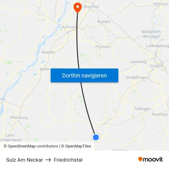 Sulz Am Neckar to Friedrichstal map