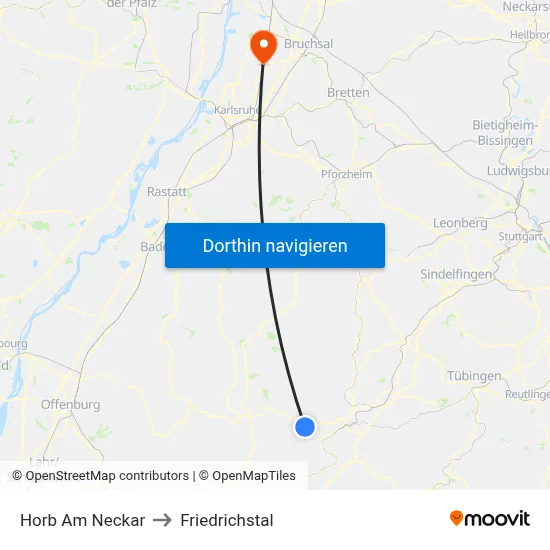 Horb Am Neckar to Friedrichstal map