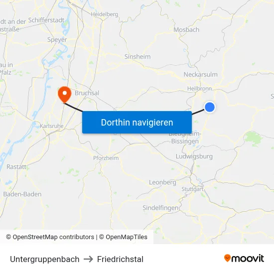 Untergruppenbach to Friedrichstal map