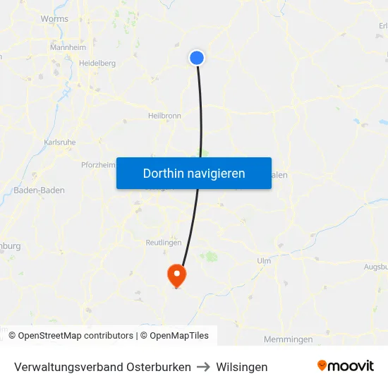 Verwaltungsverband Osterburken to Wilsingen map