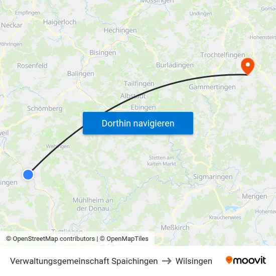 Verwaltungsgemeinschaft Spaichingen to Wilsingen map