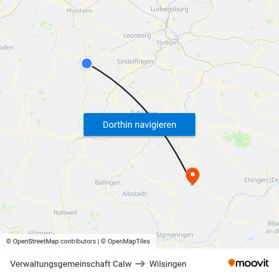 Verwaltungsgemeinschaft Calw to Wilsingen map