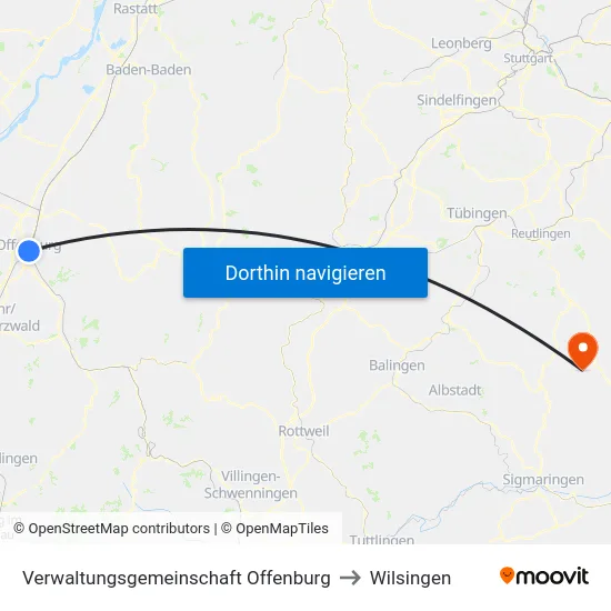 Verwaltungsgemeinschaft Offenburg to Wilsingen map