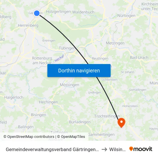 Gemeindeverwaltungsverband Gärtringen/Ehningen to Wilsingen map