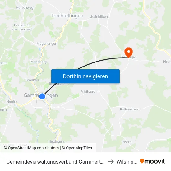 Gemeindeverwaltungsverband Gammertingen to Wilsingen map