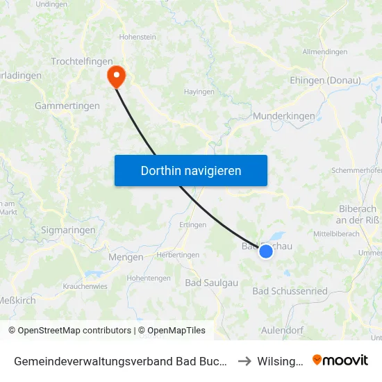 Gemeindeverwaltungsverband Bad Buchau to Wilsingen map