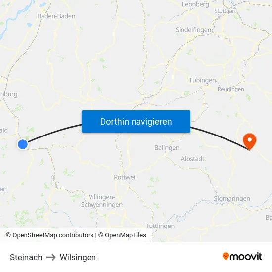 Steinach to Wilsingen map