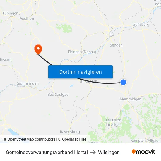 Gemeindeverwaltungsverband Illertal to Wilsingen map