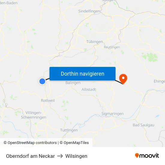 Oberndorf am Neckar to Wilsingen map