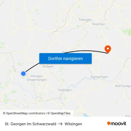 St. Georgen Im Schwarzwald to Wilsingen map