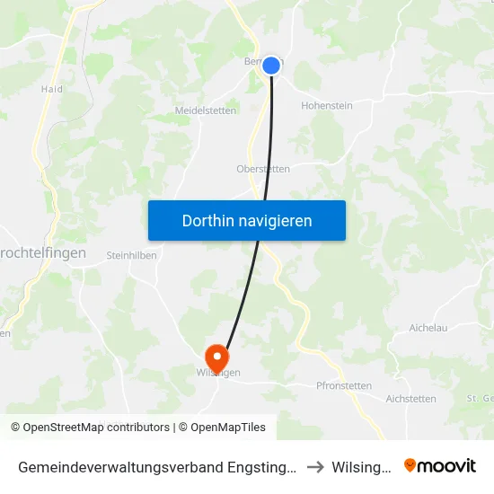 Gemeindeverwaltungsverband Engstingen to Wilsingen map
