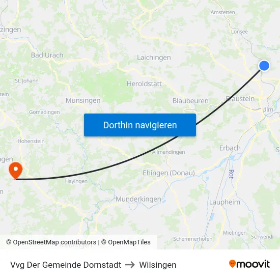 Vvg Der Gemeinde Dornstadt to Wilsingen map