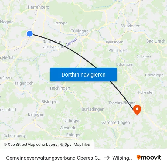 Gemeindeverwaltungsverband Oberes Gäu to Wilsingen map