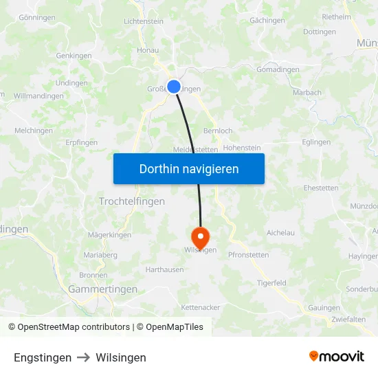 Engstingen to Wilsingen map