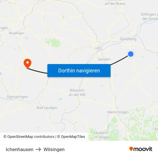 Ichenhausen to Wilsingen map