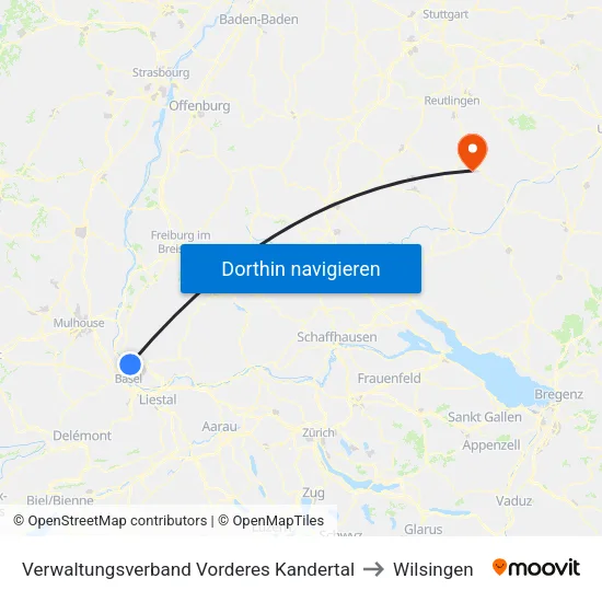 Verwaltungsverband Vorderes Kandertal to Wilsingen map