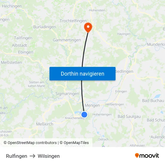 Rulfingen to Wilsingen map