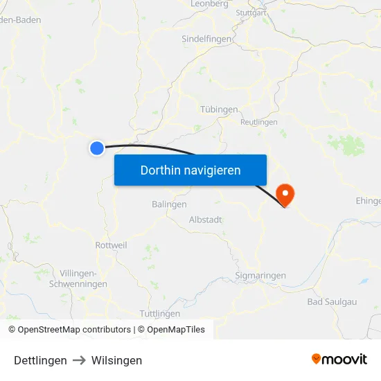 Dettlingen to Wilsingen map