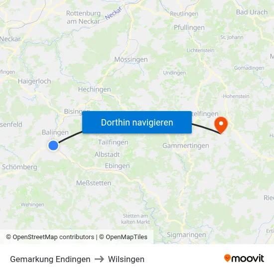 Gemarkung Endingen to Wilsingen map