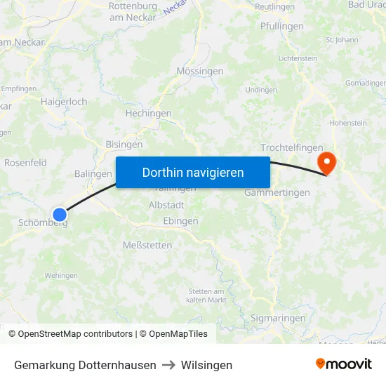 Gemarkung Dotternhausen to Wilsingen map