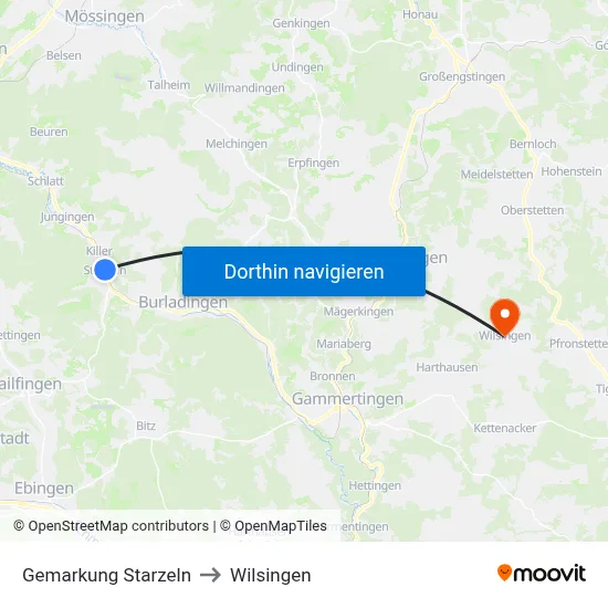 Gemarkung Starzeln to Wilsingen map