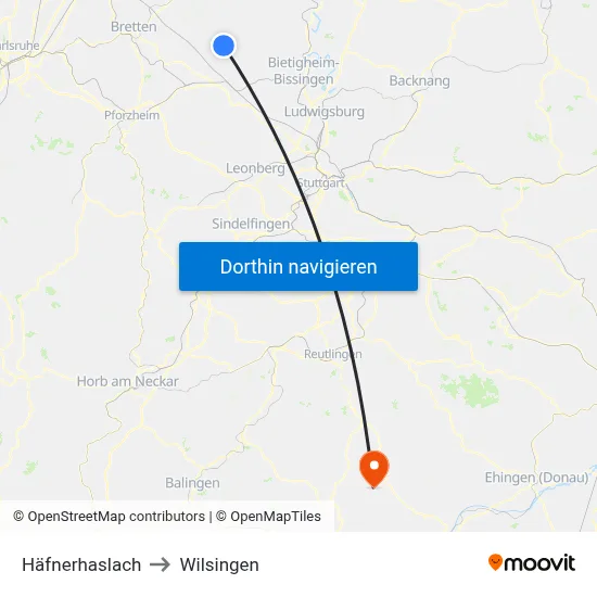 Häfnerhaslach to Wilsingen map