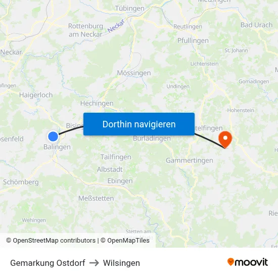 Gemarkung Ostdorf to Wilsingen map