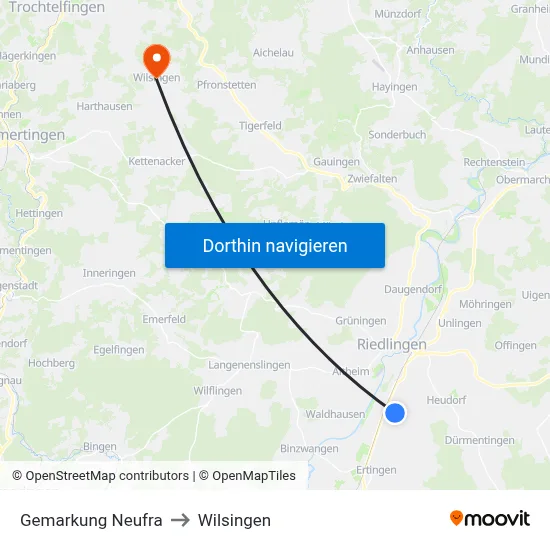 Gemarkung Neufra to Wilsingen map