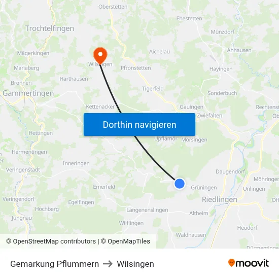 Gemarkung Pflummern to Wilsingen map