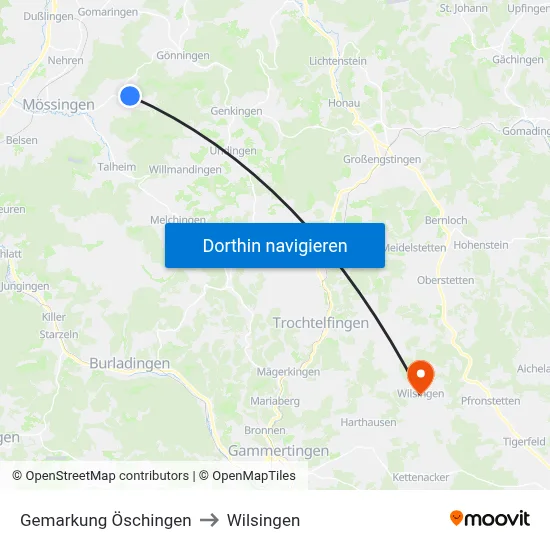 Gemarkung Öschingen to Wilsingen map
