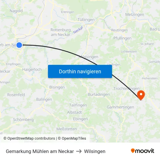 Gemarkung Mühlen am Neckar to Wilsingen map