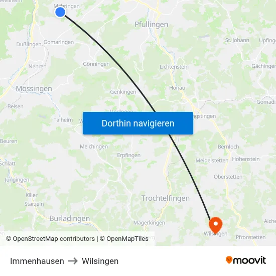 Immenhausen to Wilsingen map