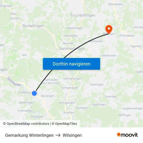 Gemarkung Winterlingen to Wilsingen map