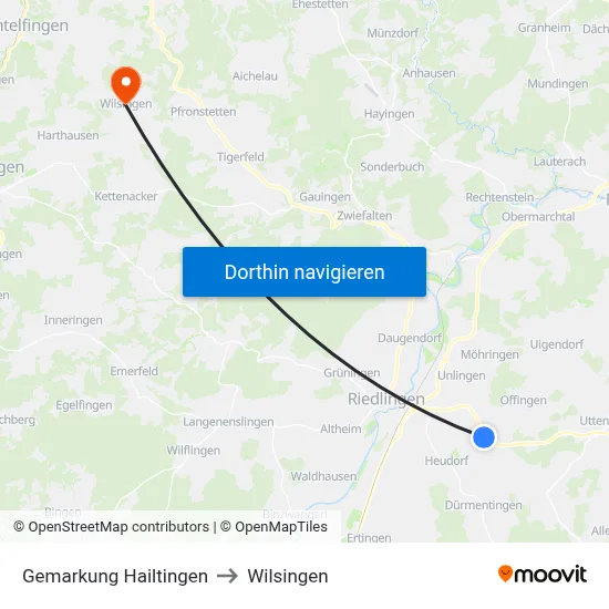 Gemarkung Hailtingen to Wilsingen map